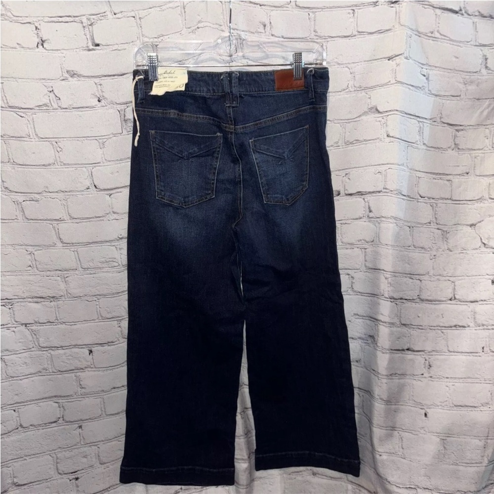 Unpublished Greta High Rise Wide Leg Crop Blue Jean Button Closure Size 30 X 27 - Picture 5 of 7